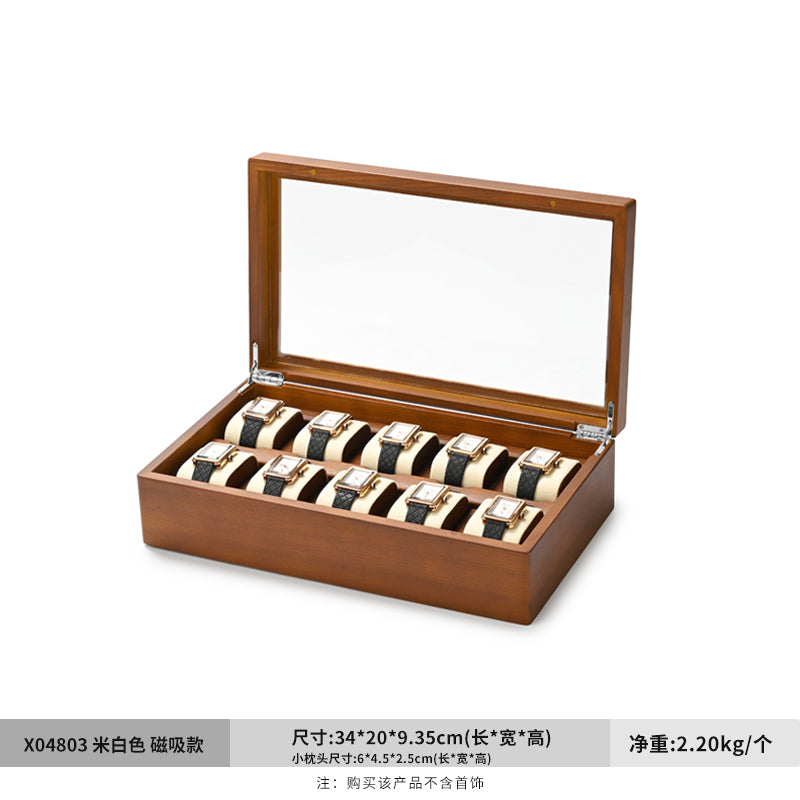FANXI Jewelry Wood 10-Watches Personal Colletion Storage Box X048