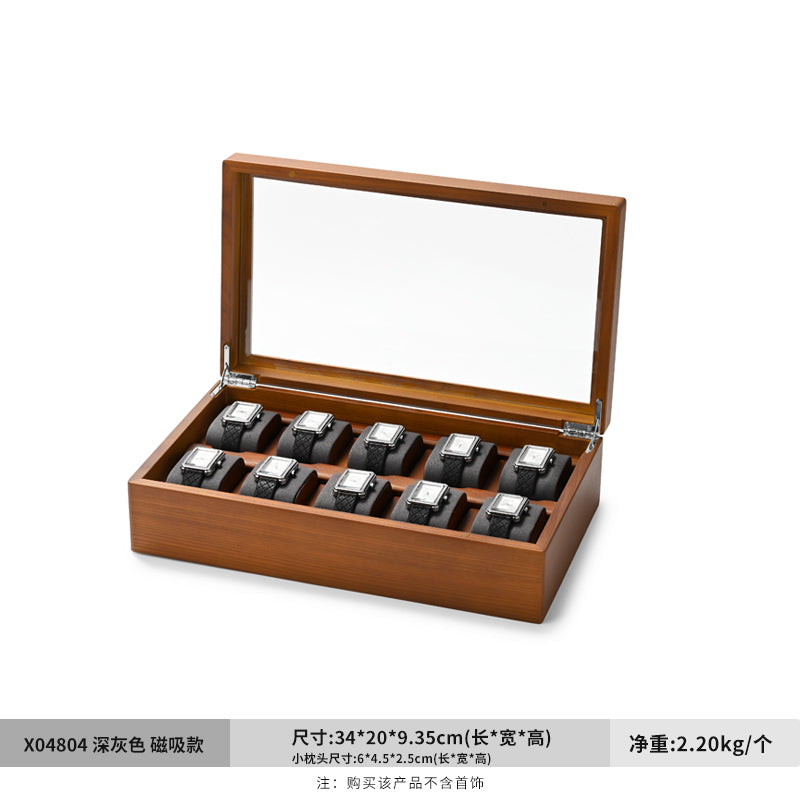 FANXI Jewelry Wood 10-Watches Personal Colletion Storage Box X048