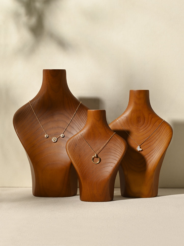 FANXI Ash Wood Bust Necklace Display Pendant Stand SM069