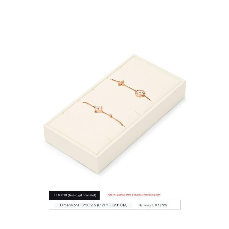 Beige Microfiber Ring Necklace Jewelry Display Set TT168
