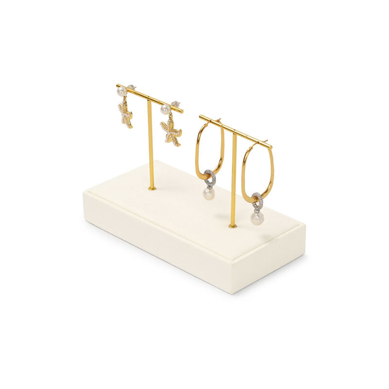 Beige Microfiber Ring Necklace Jewelry Display Set TT168