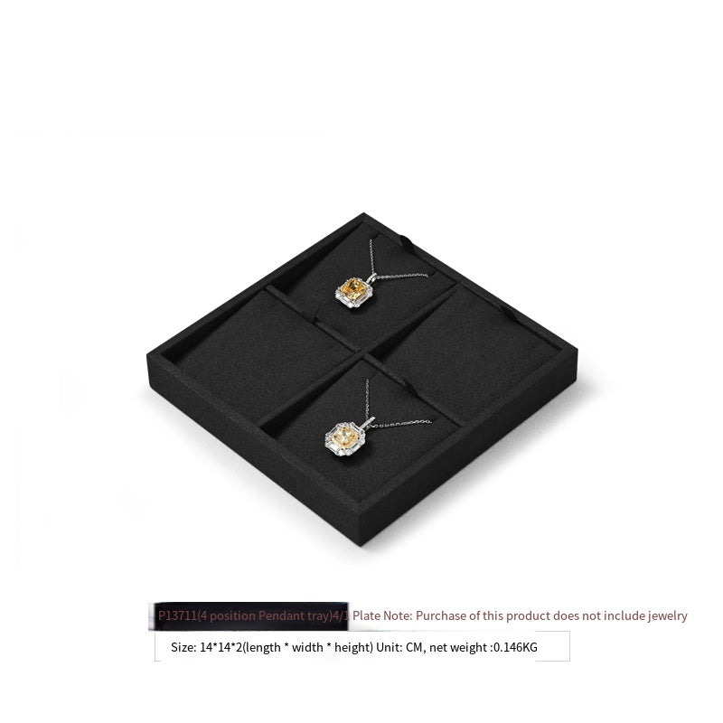 Luxury Microfiber Black Ring Necklace Pendant Earring Display Tray P137