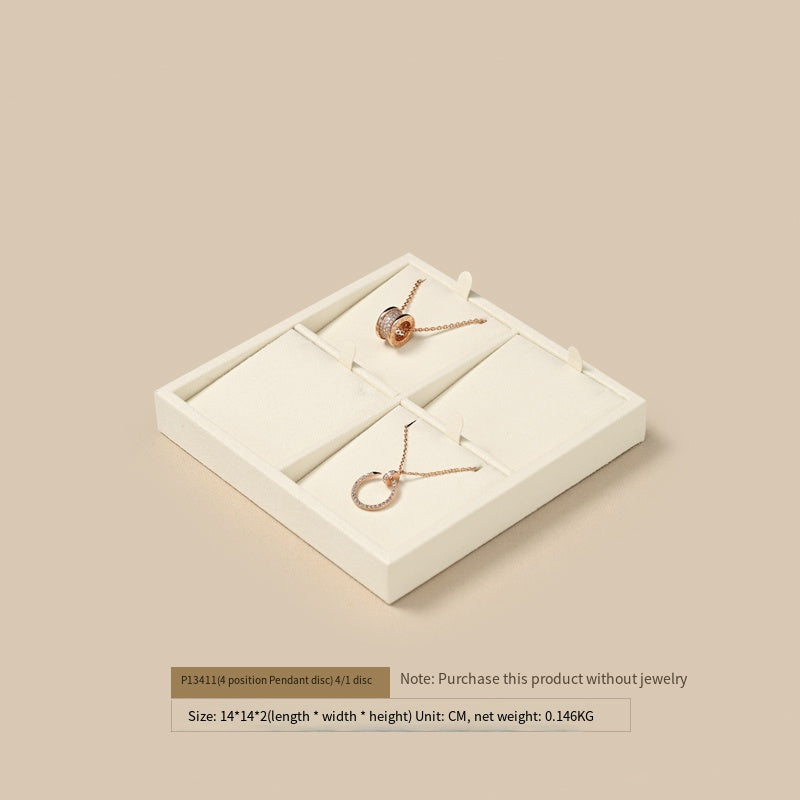 FANXI Luxury Microfiber Beige Ring Necklace Pendant Earring Display Tray P134