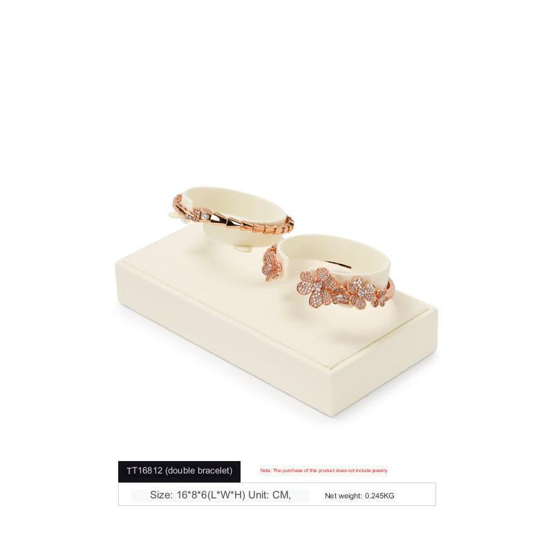 Beige Microfiber Ring Necklace Jewelry Display Set TT168