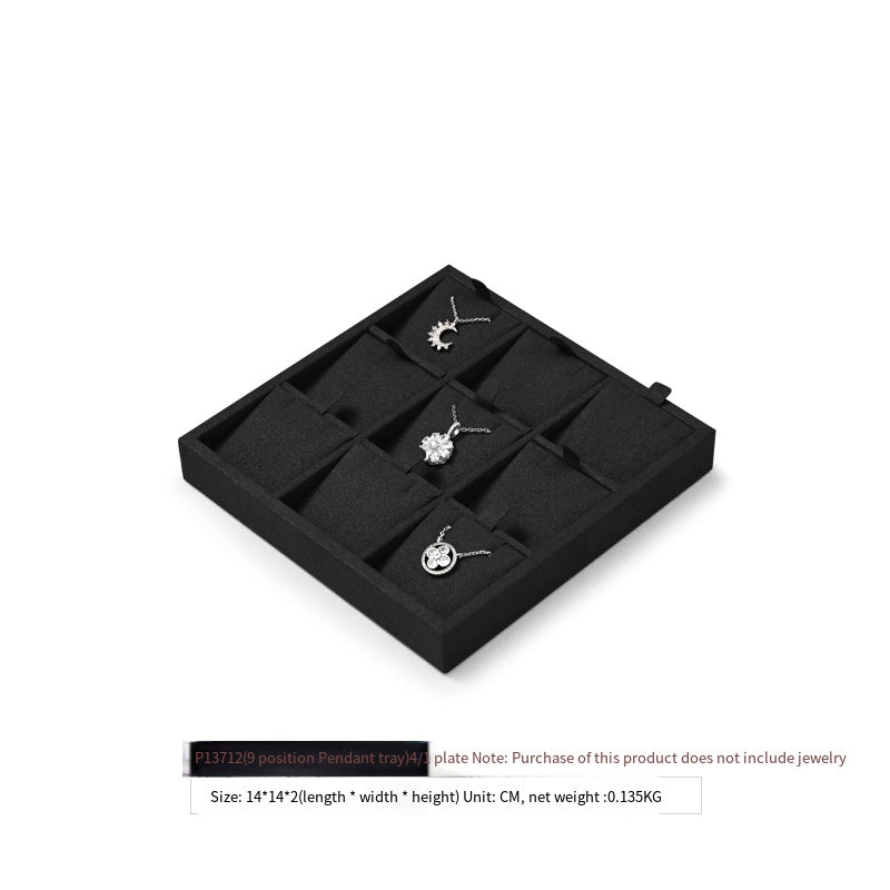 Luxury Microfiber Black Ring Necklace Pendant Earring Display Tray P137