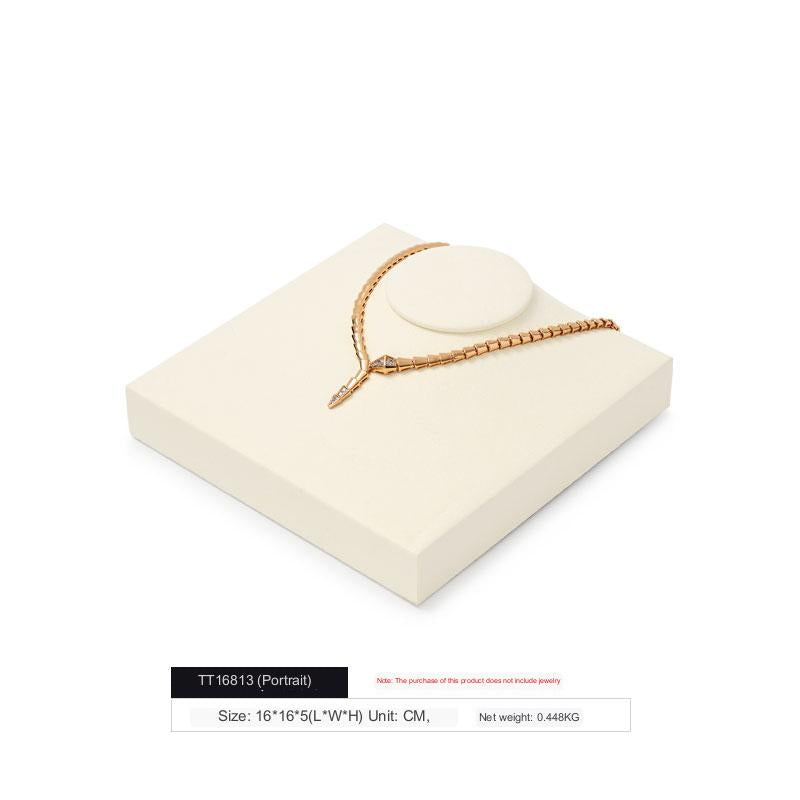 Beige Microfiber Ring Necklace Jewelry Display Set TT168
