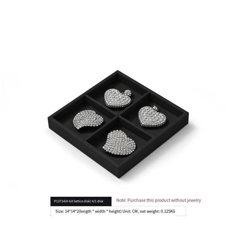 Luxury Microfiber Black Ring Necklace Pendant Earring Display Tray P137