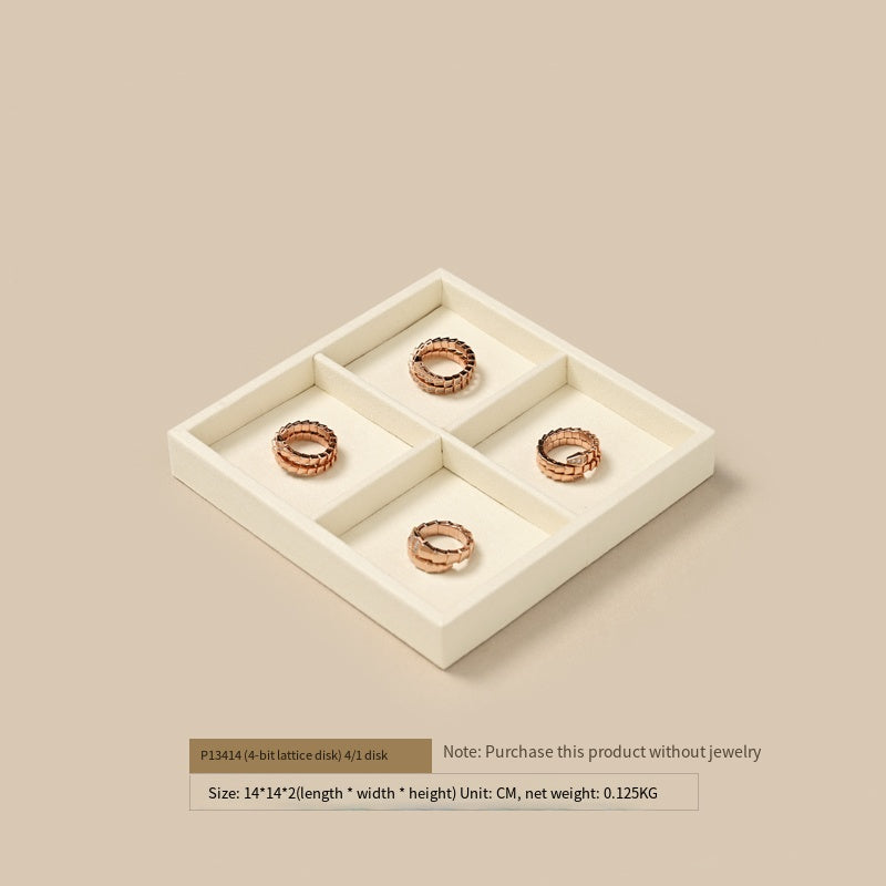 FANXI Luxury Microfiber Beige Ring Necklace Pendant Earring Display Tray P134