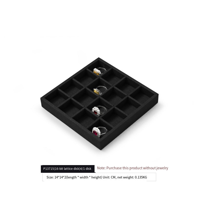 Luxury Microfiber Black Ring Necklace Pendant Earring Display Tray P137