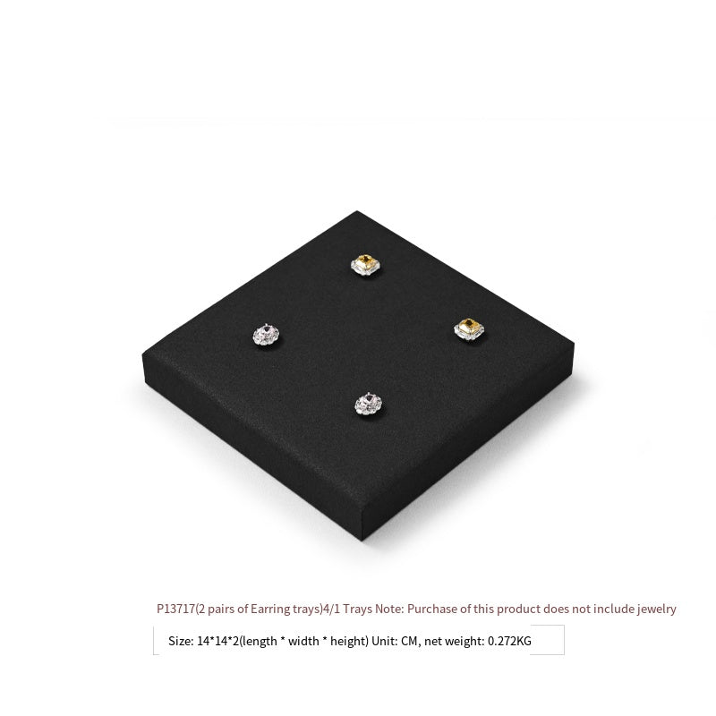 Luxury Microfiber Black Ring Necklace Pendant Earring Display Tray P137