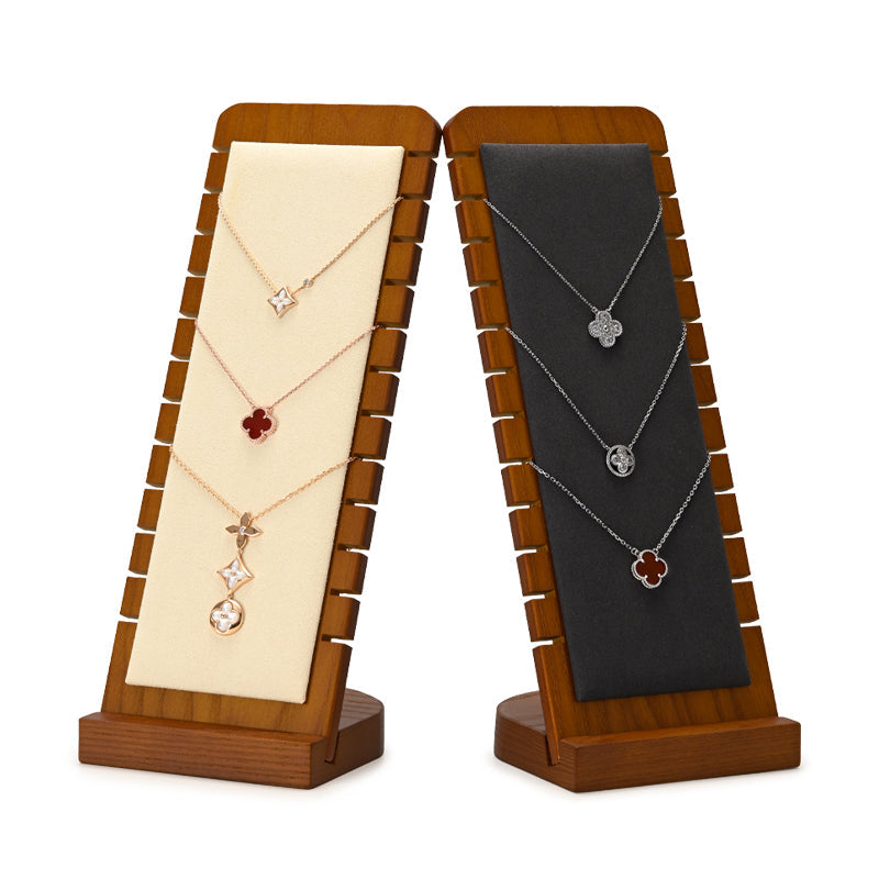 Solid Wood Microfiber Necklace Display Stand SM030