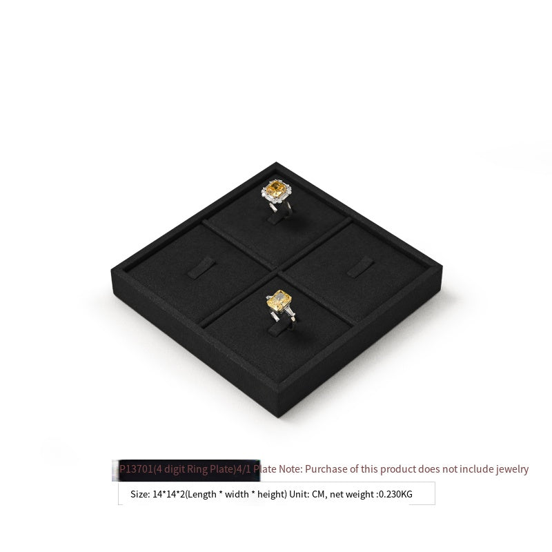 Luxury Microfiber Black Ring Necklace Pendant Earring Display Tray P137