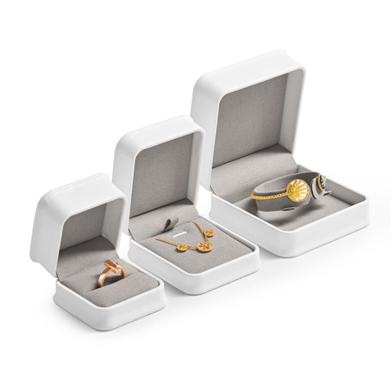 White PU Leather Jewelry Packaging Gift Ring Box H12301