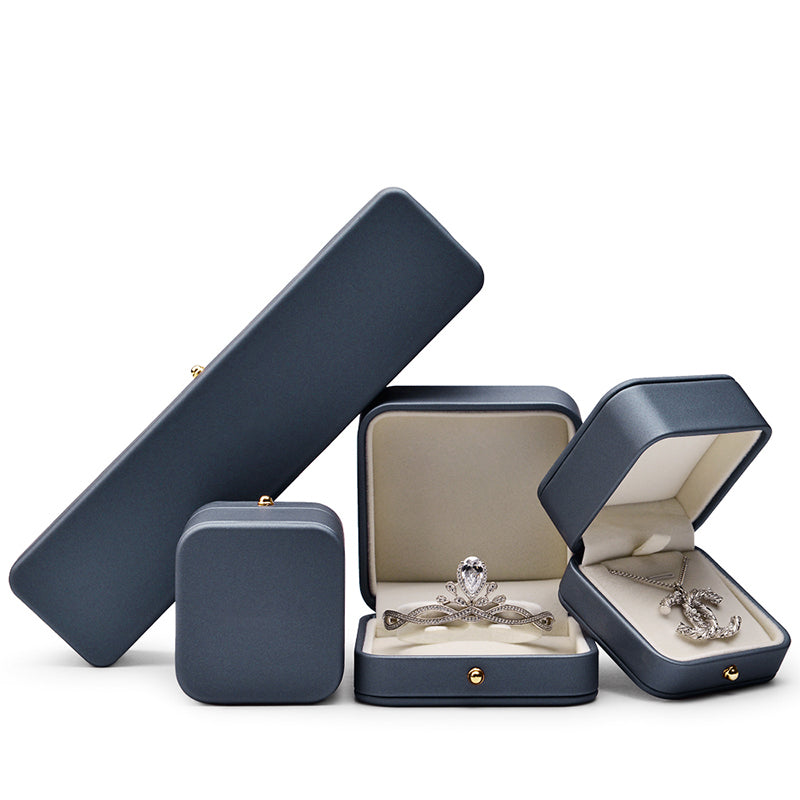 Steel Blue PU Leather Jewelry Gift Box H069