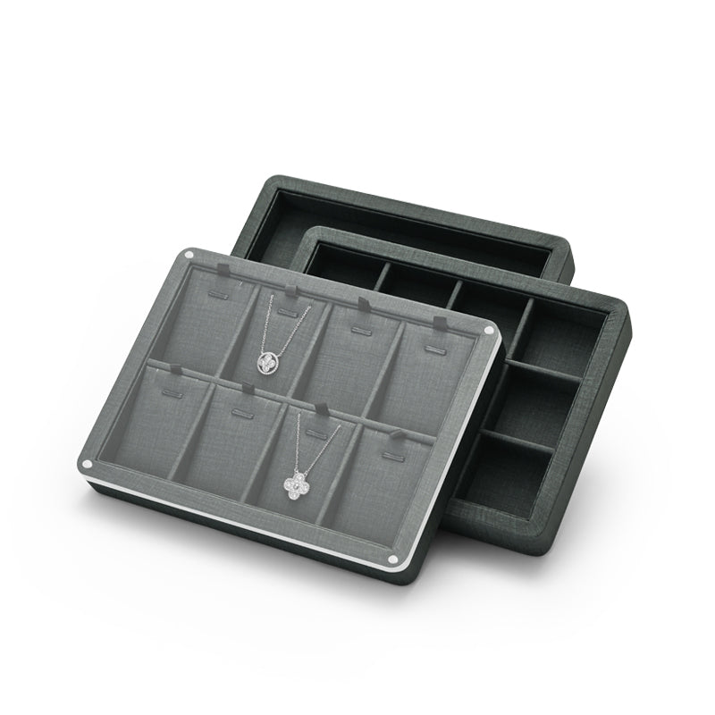 PU Leather Jewelry Tray With Magnetic Acrylic Cover P111