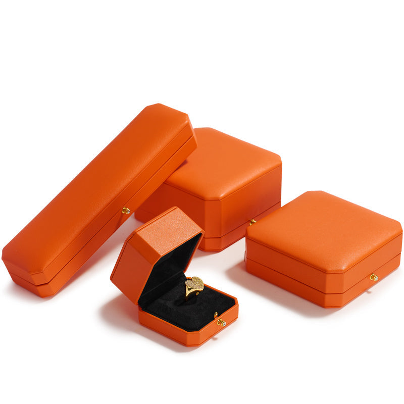 Orange Octagonal Leatherette Ring Box H13701