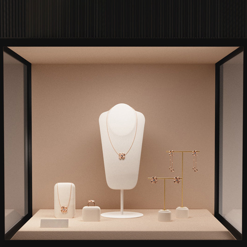 Elegant Microfiber Necklace Bust with Metal Base RX066