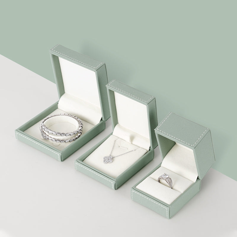 Light Green PU Leather Gift Jewelry Ring Box H12001
