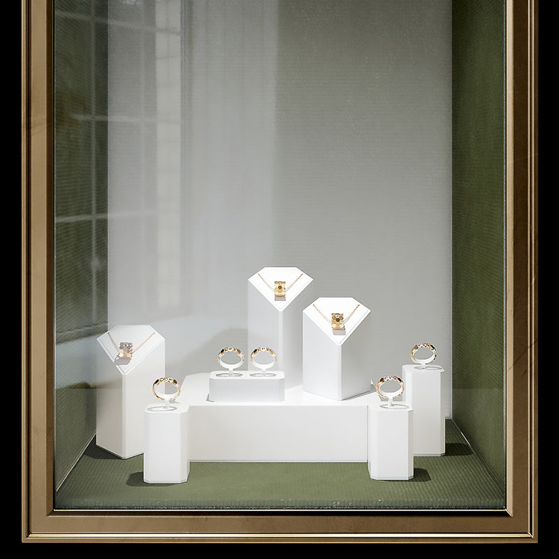 FANXI White Rings Earrings Necklace Jewelry Display Set TT241