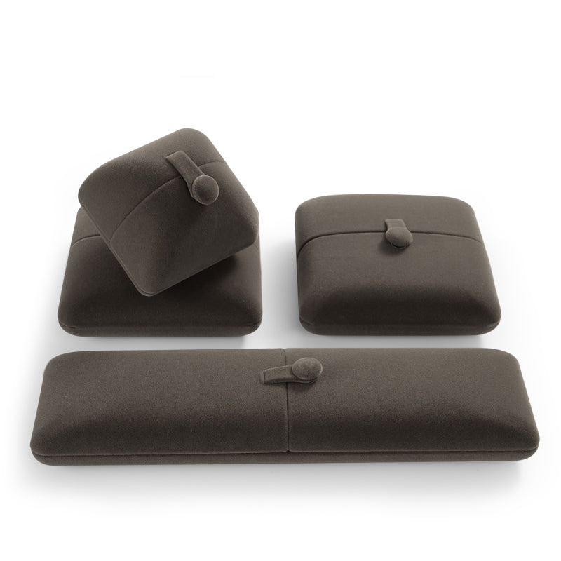 Gray Velvet Gift Jewelry Ring Box H00901