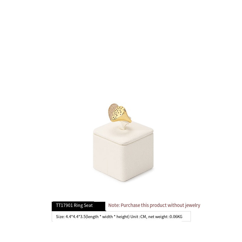 Beige Microfiber Ring Necklace Jewelry Display Set TT179