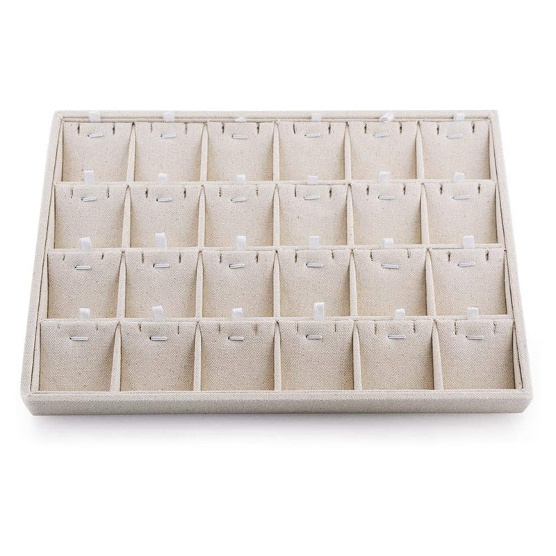 Linen Pendant Necklace Jewelry Tray 24 Grids P00206