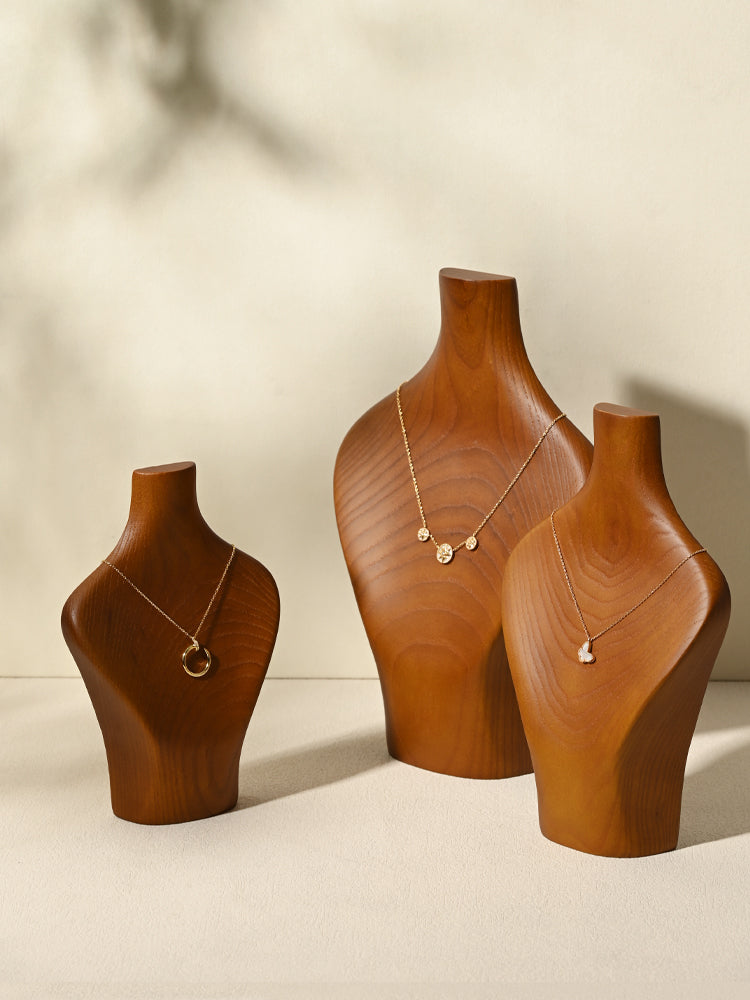 FANXI Ash Wood Bust Necklace Display Pendant Stand SM069