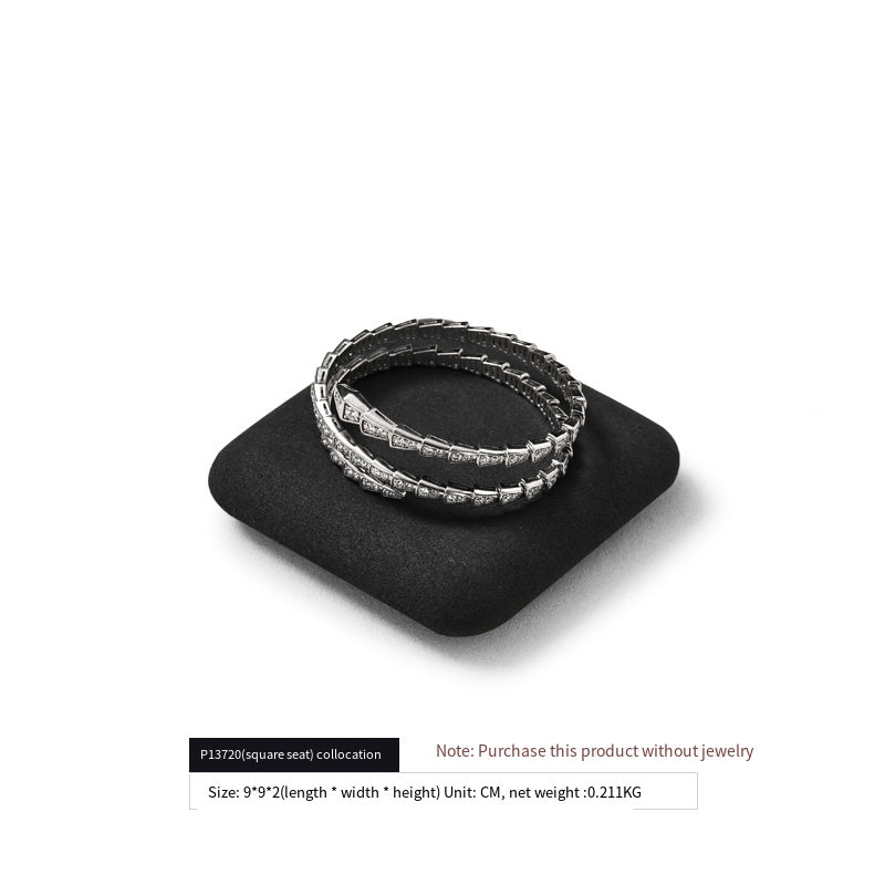 Luxury Microfiber Black Ring Necklace Pendant Earring Display Tray P137