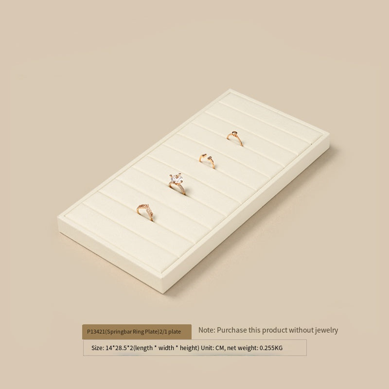 FANXI Luxury Microfiber Beige Ring Necklace Pendant Earring Display Tray P134
