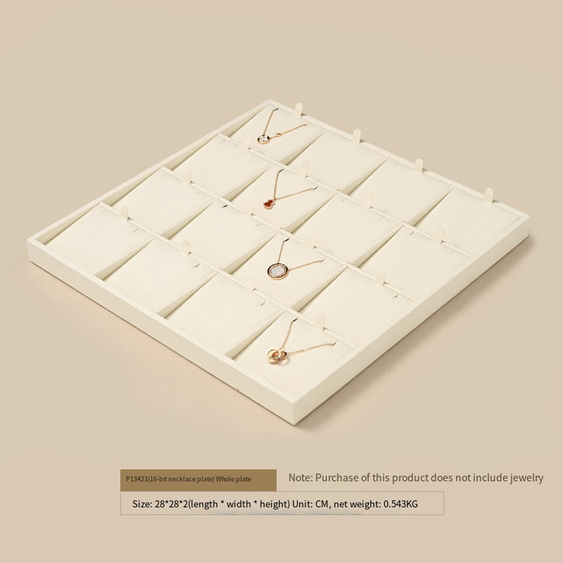 FANXI Luxury Microfiber Beige Ring Necklace Pendant Earring Display Tray P134