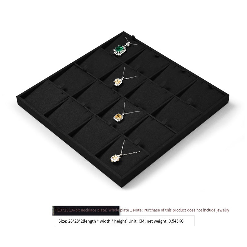 Luxury Microfiber Black Ring Necklace Pendant Earring Display Tray P137