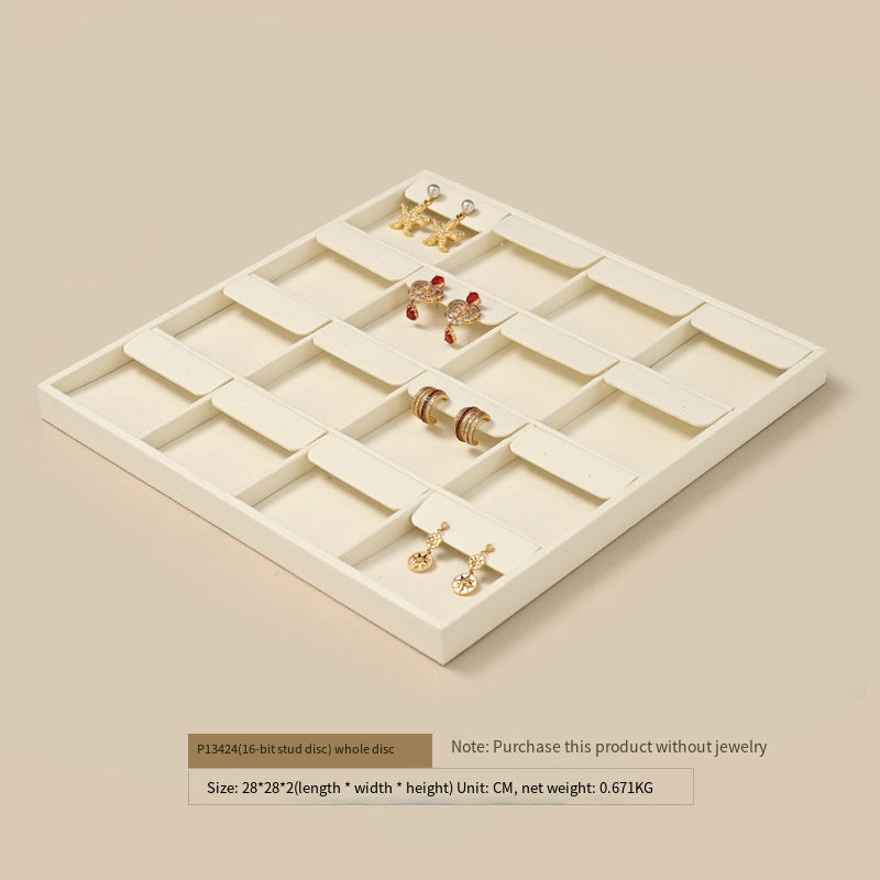 FANXI Luxury Microfiber Beige Ring Necklace Pendant Earring Display Tray P134