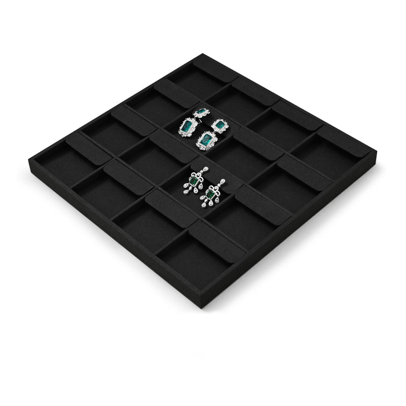 Luxury Microfiber Black Ring Necklace Pendant Earring Display Tray P137