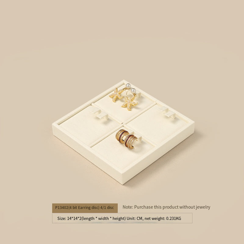 FANXI Luxury Microfiber Beige Ring Necklace Pendant Earring Display Tray P134