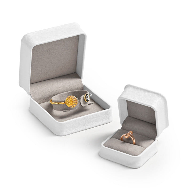 White PU Leather Jewelry Packaging Gift Ring Box H12301