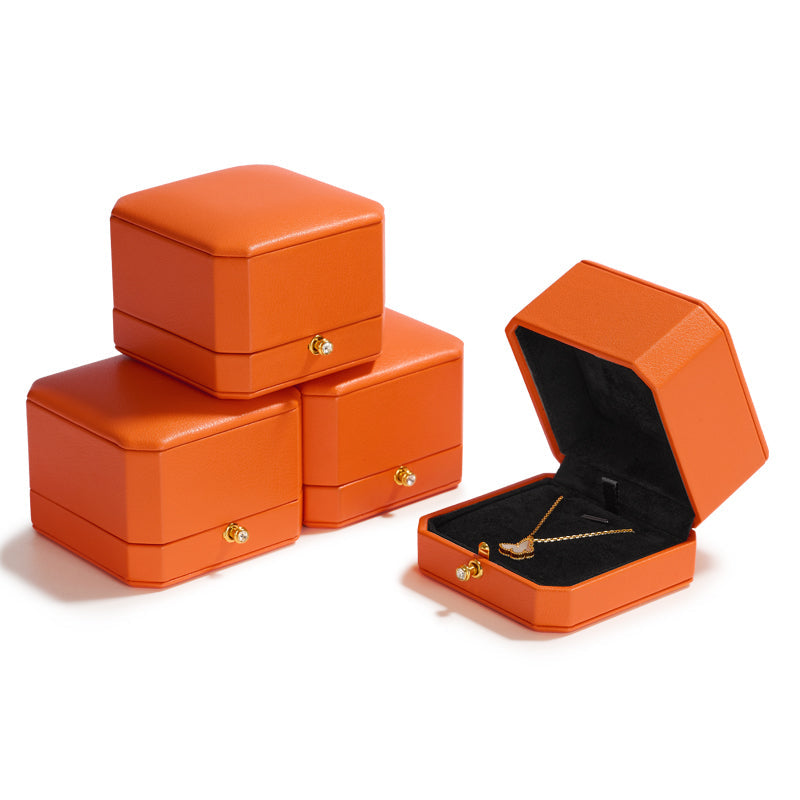Orange Octagonal Leatherette Ring Box H13701