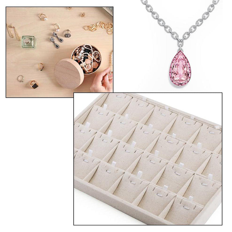 Linen Pendant Necklace Jewelry Tray 24 Grids P00206