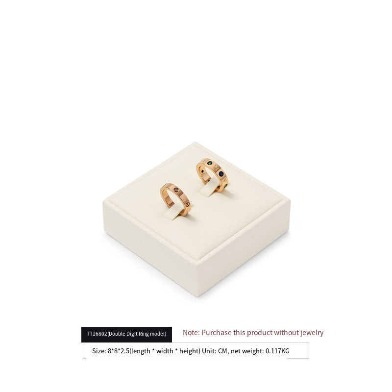 Beige Microfiber Ring Necklace Jewelry Display Set TT168