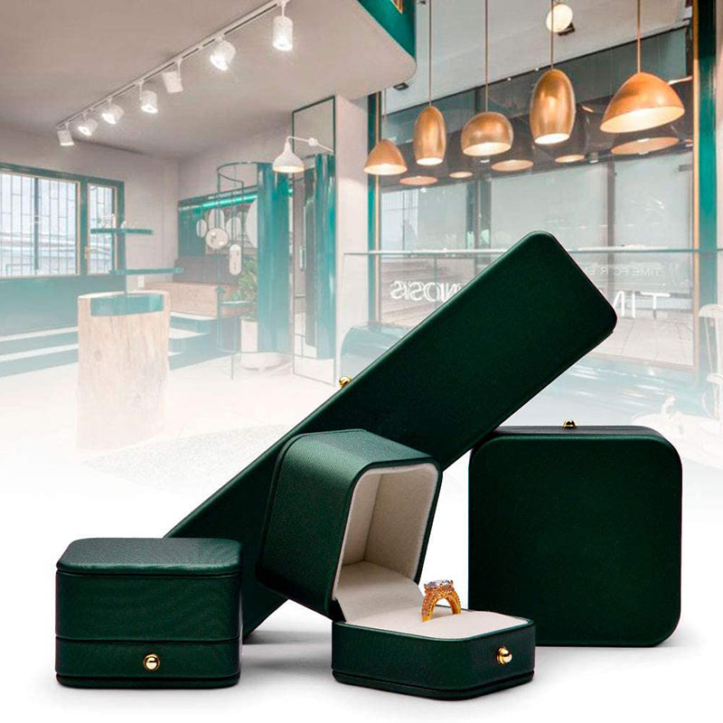 Green PU Leather Gift Ring Box H06801