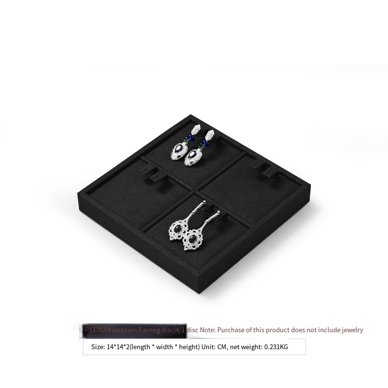 Luxury Microfiber Black Ring Necklace Pendant Earring Display Tray P137