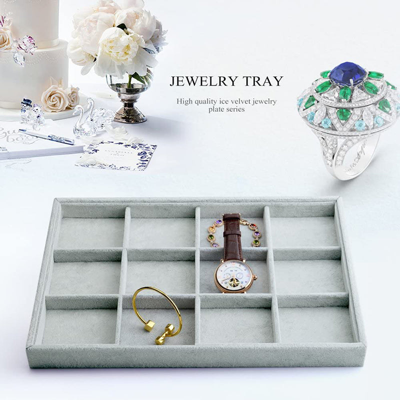 Velvet Stackable Jewelry Display Tray 12 Grids P00102