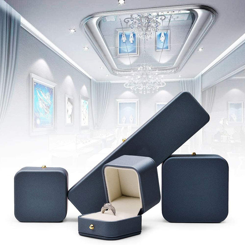 Steel Blue Premium Leather Ring Gift Box H06901