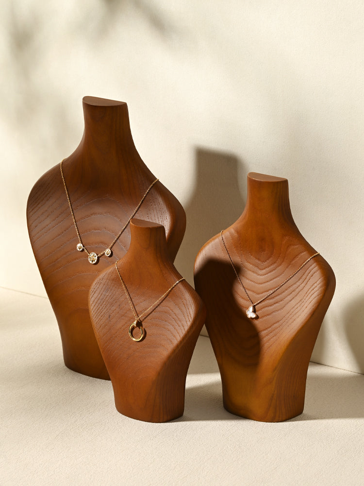 FANXI Ash Wood Bust Necklace Display Pendant Stand SM069