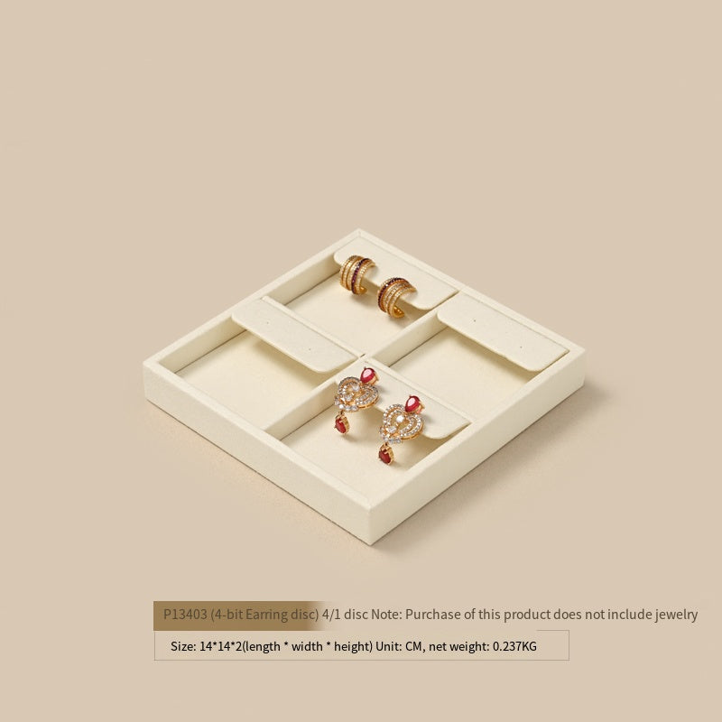 FANXI Luxury Microfiber Beige Ring Necklace Pendant Earring Display Tray P134