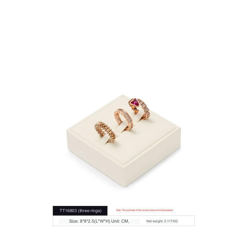 Beige Microfiber Ring Necklace Jewelry Display Set TT168