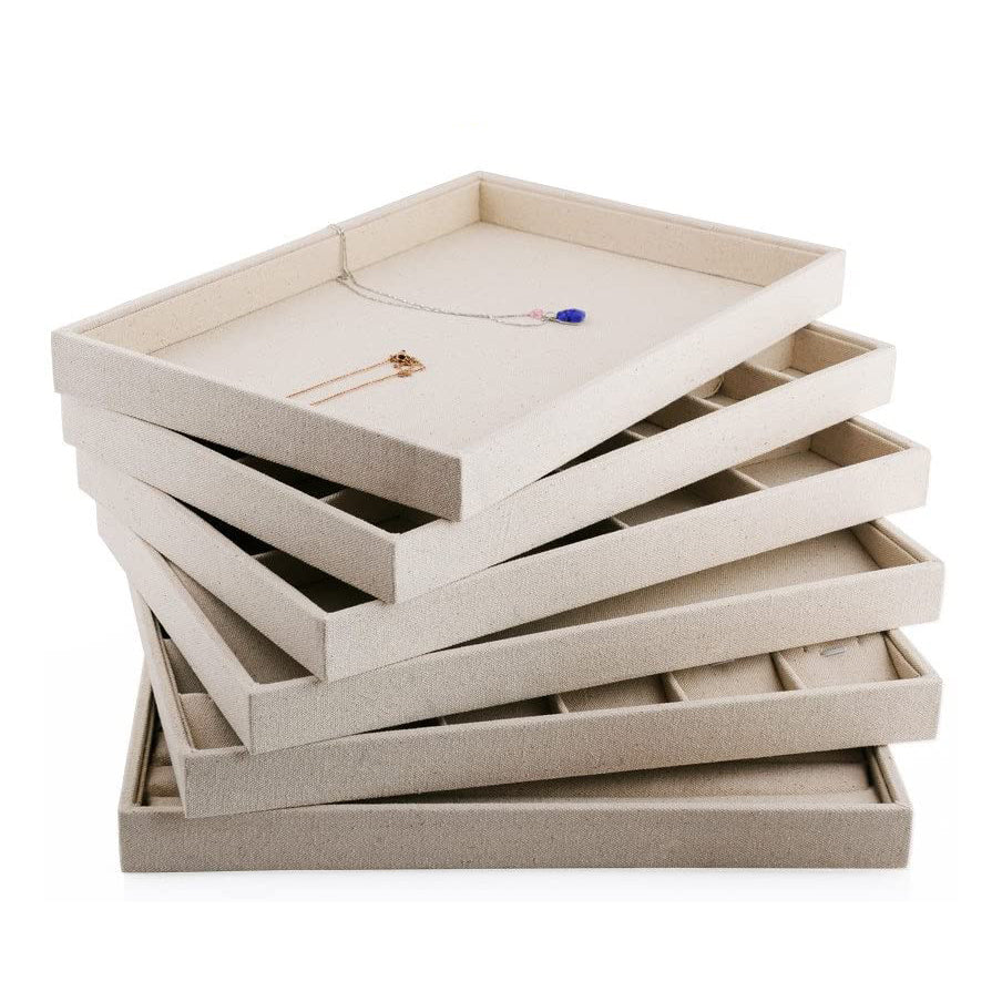 Linen Pendant Necklace Jewelry Tray 24 Grids P00206