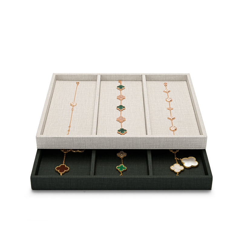 PU Leather 1:3 Compartment Jewelry Display Tray P100