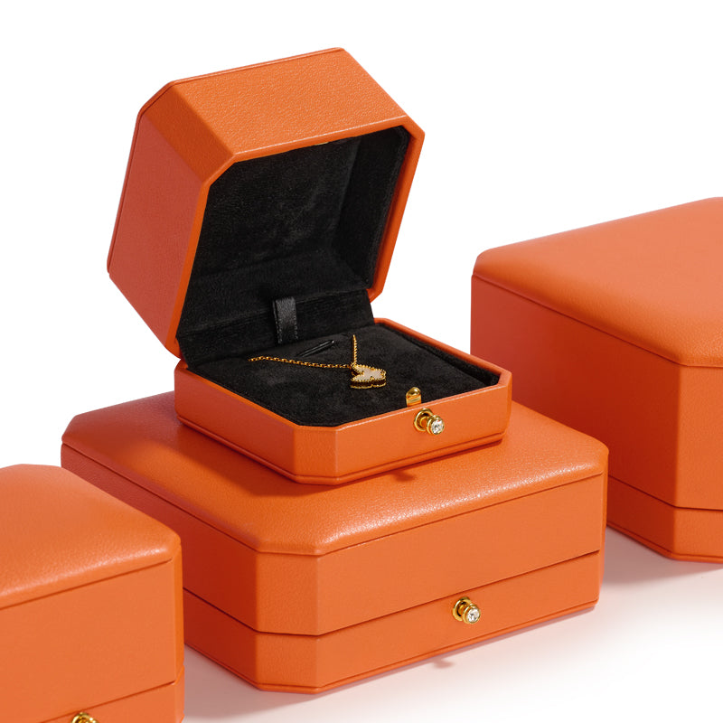 Orange Octagonal Leatherette Ring Box H13701