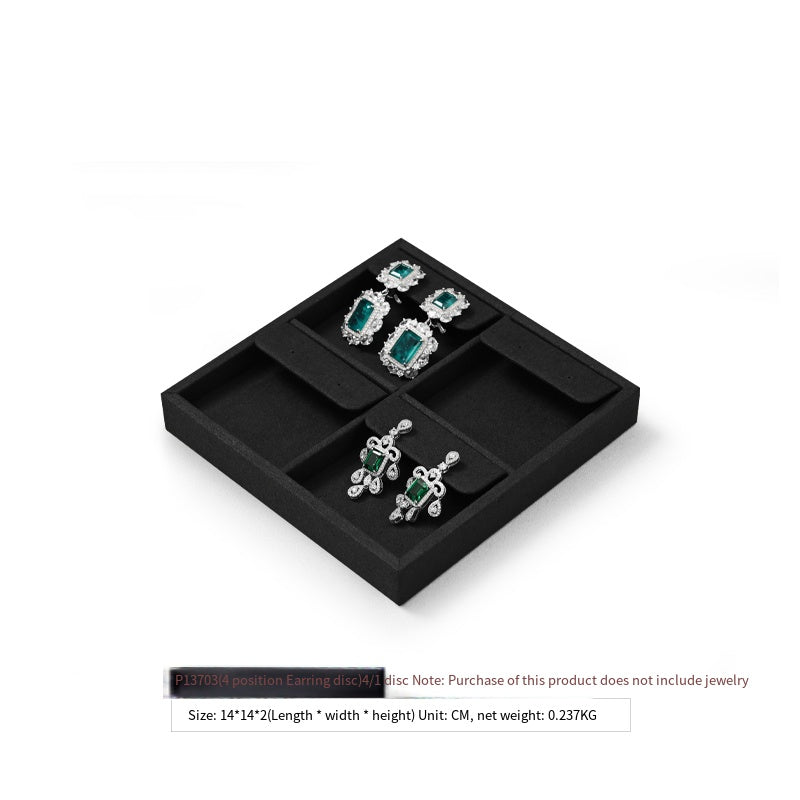 Luxury Microfiber Black Ring Necklace Pendant Earring Display Tray P137
