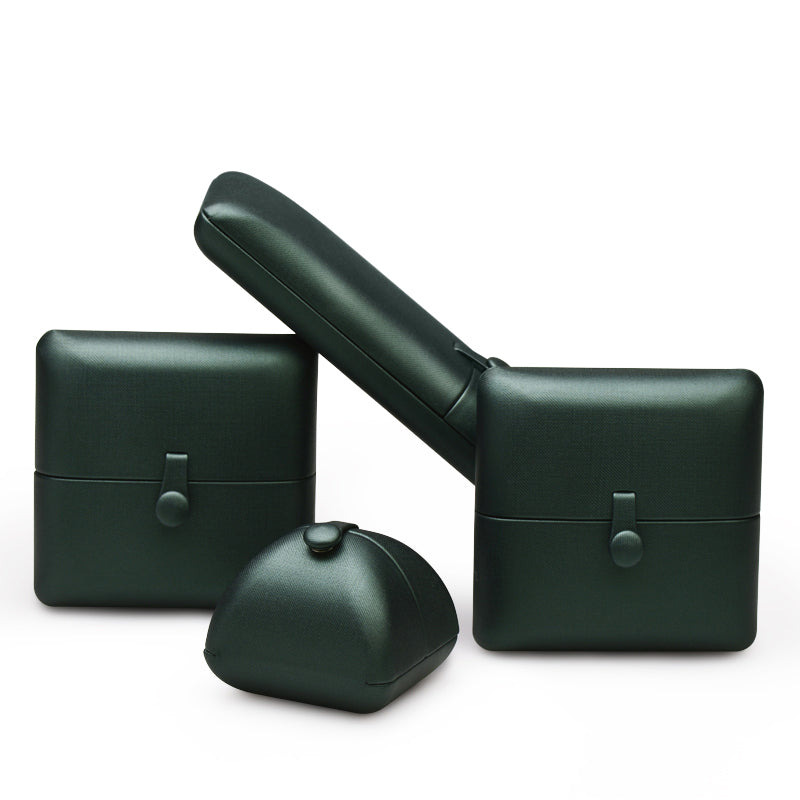 Green Velvet Button Snap Jewelry Gift Box